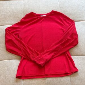 Zara Red Long-Sleeve Crewneck Top